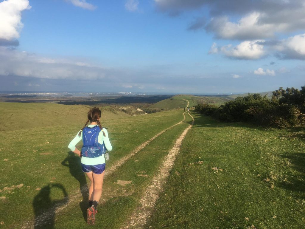 Lone runner on a country trail